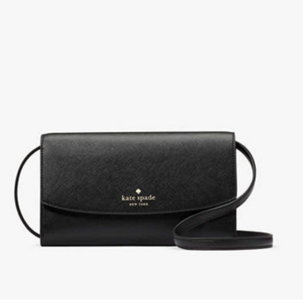 Kate Spade Dana Small Flap Crossbody KE623 Black Wallet on a String